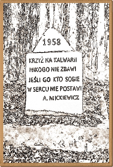 Napis pod krzyżem w Dąbrowie Lubolskiej